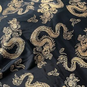 Black and Gold Dragon Print Fabric